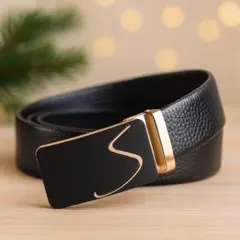 メンズ ベルト 自動バックル スライド式 高見え レザー　オフィス　会社員　通勤