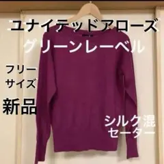 新品ユナイテッドアローズグリーンレーベルシルク混クルーネックセーターフリーサイズ