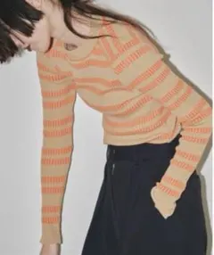 todayful border crewneck tops ベージュのサムネイル