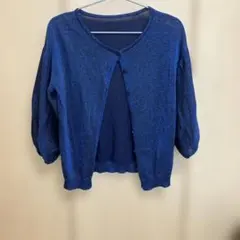 パフ袖　カーディガン　ブルーラメ　シースルーのサムネイル