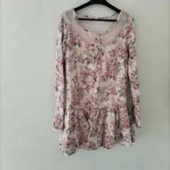 LIZ LISA 花柄長袖ミニワンピース　ピンク　シアー平成　当時物