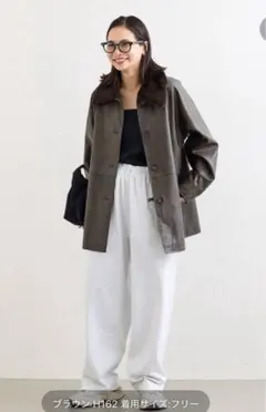 ジャーナルスタンダード ウォッシャブルフェイクレザーファー襟付カバーオール