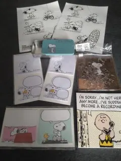 新品未使用　ビンテージスヌーピー クリップ、メモ帳、ふせん、ステッカーなど