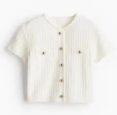 H&M ストラクチャードニットカーディガン　ホワイト　Sのサムネイル