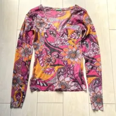 Y2K BENETTON ベネトン パワーネット メッシュ 総柄 花柄 Mのサムネイル