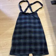 グリーン系チェック サロペット F