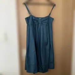 リボン風　ダークグリーン　キャミワンピース　Ｍサイズくらい