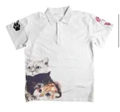 猫プリント ポロシャツ :3 swag y2k最安値‼︎ ビックポニー