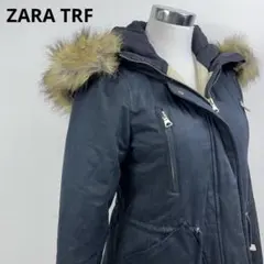 ZARA TRF ファー付き中綿モッズコート ネイビー S フード付