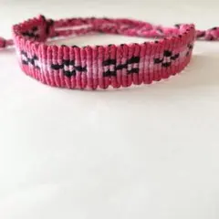 ミサンガ★黒ミンサー　ショッピングピンクグラデーション