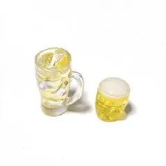 【B級品】メガジョッキハイボールと泡溢れるグラスビール‎✮‎ミニチュア 居酒屋