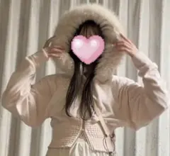 NICE CLAUP ファー付きウエストシャーリングパーカー