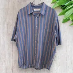 ユナイテッドアローズ グリーンレーベル 半袖シャツ ストライプ ブルー M