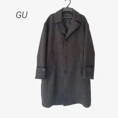 GU☆中綿キルティング チェスターコート/グレンチェック柄