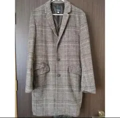 ヒアーズストリートブラウン チェック柄 ロングコート