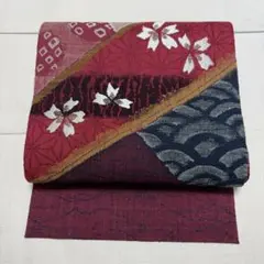 未使用 正絹 八寸名古屋帯 お太鼓柄 ラメ入り