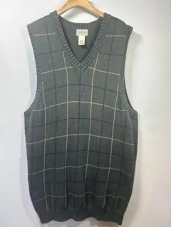 L.L.Bean エルエルビーン ニット ベスト チェック カーキ 緑 M