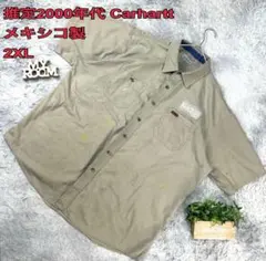 Carhartt 推定2000年代 ワークシャツ 2XL ネイビー 企業刺繍