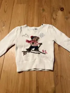 ラルフローレン ポロベア 白 オフホワイト 刺繍 ニット セーター 長袖 24m