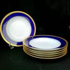 ＊美品＊大倉陶園　瑠璃片葉金蝕　フルーツボウル　14cm　フルーツ皿　6枚 美品＊大倉陶園 瑠璃片葉金蝕 フルーツボウル 14cm フルーツ皿 6枚