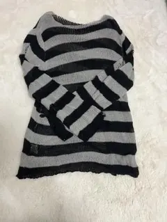 ダメージ加工ニット ストライプ 地雷系 サブカル