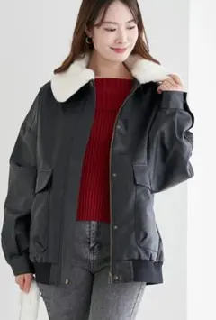 ファー付き合皮オーバーサイズジャケット