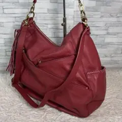 極美品　カルロスファルチ 2WAY ショルダーバッグ 本革 ボルドー タッセルのサムネイル