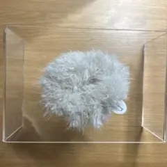 シュシュ ふわふわ ホワイト グレー ヘアアクセ