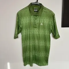 adidas メンズLグリーン ポロシャツ ドット