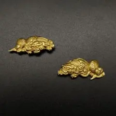 アンティーク 銅製 真鍮 彫金 目貫 2点セット アンティーク 銅製 真鍮 彫金 目貫 2点セット - メルカリ