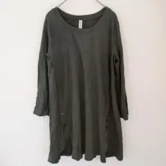 美品✨ZENANA PREMIUM【S】オリーブグリーン チュニック 五分袖