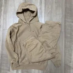 ベージュ フード付きスウェットセット XXL パンツはXL