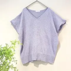 Vネック♡半袖サマーニット／フレンチスリーブ／無地パステルカラー／春夏初秋