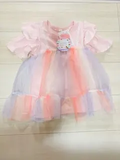 フリル袖 チュールチュニック　チュールワンピース ピンク　120