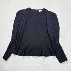 OHGA オーガ フラワージャガードブラウス 小花 ボリュームスリーブ ペプラム OHGA オーガ フラワージャガードブラウス 小花 ボリュームスリーブ