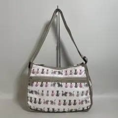 2603-86｜レスポートサック ショルダーバッグ ナイロン ベージュ 犬猫柄