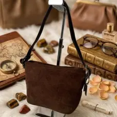 美品レア✨Coach コーチ アクセサリーポーチ スエード ブラウン　レザー