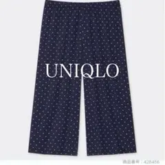 UNIQLO エアリズムリラコ　ドット柄　ネイビー