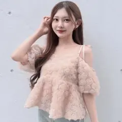 3wayローズペプラムチュニック ピンク色