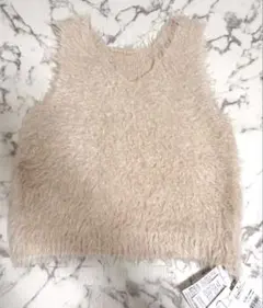 新品 GORGE 2way ファー ベスト 前後 アイボリー vネック