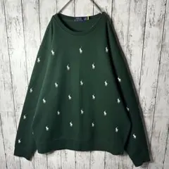 【ポロラルフローレン】ポニー総柄☆スウェット☆トレーナー☆XL☆刺繍　緑