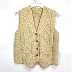 アランニットベストVINTAGEヴィンテージ USA古着フィッシャーマン生成り