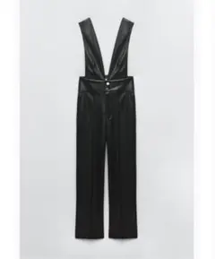 ZARA フェイクレザー サロペット オーバーオールのサムネイル