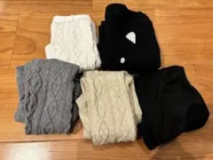 キッズレギンス 5こセット 90cm ケーブルニット ヒートテック