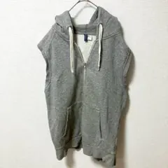【エイチアンドエム】袖なしパーカー ノースリーブ ベスト フルジップ 重ね着 M