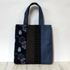 ハンドメイド＊23✖️24cm＊絣パッチワークバック/24