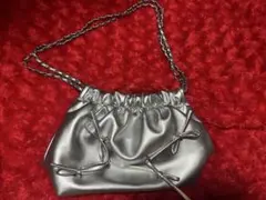 シルバーリボンショルダーバッグ