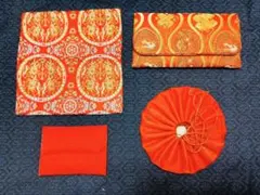 茶道具 帛紗 袱紗 巾着袋 セット 赤色 伝統柄