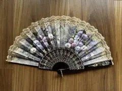 フラメンコ用 アバニコ 扇子 花柄 レースのサムネイル