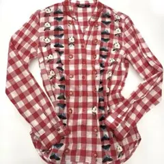 花と蝶　刺繍入り長袖シャツ 森ガール フェアリーグランジ